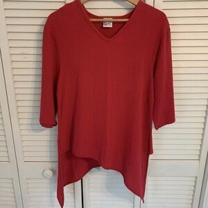Oh My Gauze! Crimson Long Sleeve Asymmetrical Top